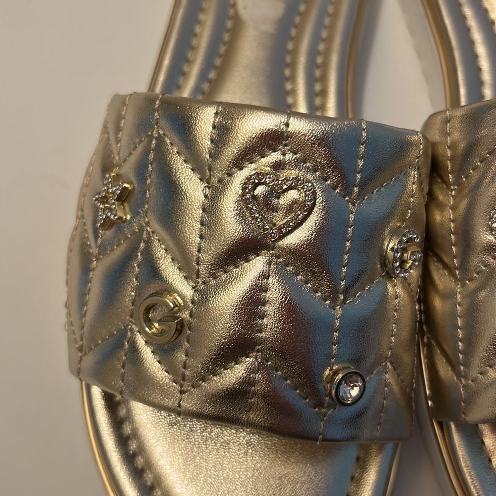 GBG Los Angeles Metallic Gold Quilted Sandals - Picture 7 of 16